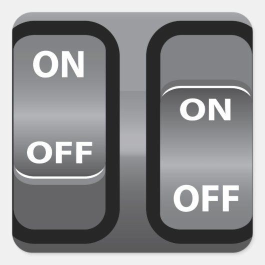 Ein-Aus-Schalter Quadratischer Aufkleber (Vorderseite)