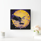 Ein Ausflug zum Mond Tief schlafen Lila Albtraum Quadratische Wanduhr (Zuhause)