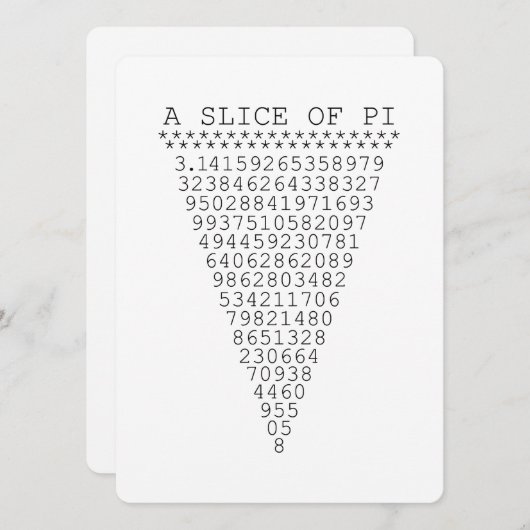 Ein Ausschnitt aus Pi-Zahlen (Vorne/Hinten)