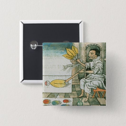 Ein aztekischer Federhandwerker Button (Vorne & Hinten)
