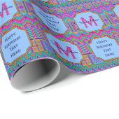 Ein Aztekisches Helles Tribal Monogram Spaß am Geb Geschenkpapier (Rolleneckpunkt)