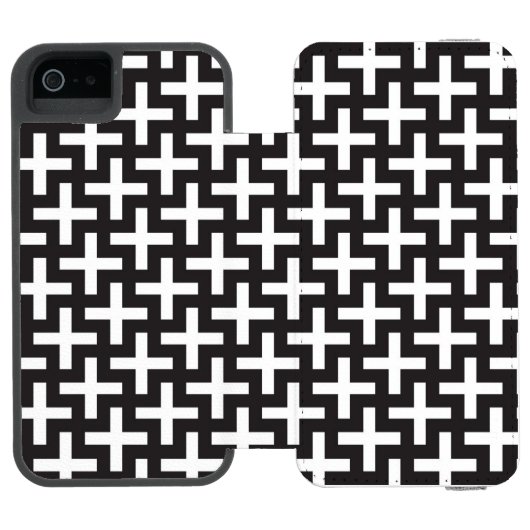 Ein b&w kopiert gemacht mit "plus" Zeichen Incipio iPhone Geldbeutel-Hülle (Folio Geöffnet)