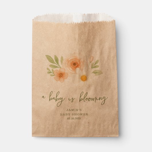 Ein Baby blüht Babydusche Geschenktütchen (Vorderseite)