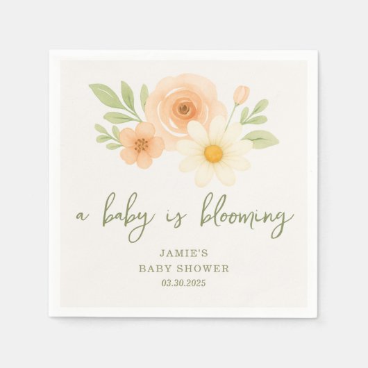 Ein Baby blüht Babydusche Serviette (Vorderseite)