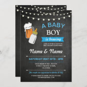 Ein Baby Boy Brauen Duschbäder Blue Chalk Einladun Einladung (Vorne/Hinten)