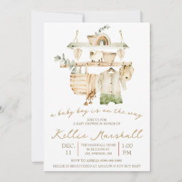 Ein Baby Boy ist unterwegs! Wäscheleine Babydusche Einladung