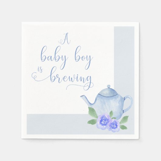 Ein Baby Boy wird Blue Teapot Baby Dusche zubereit Serviette (Vorderseite)