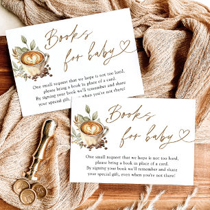 Ein Baby brächt Bücher für Babykarte, Coffee Baby Einladung