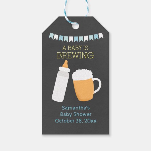 Ein Baby brät BABY-Q Geschenketiketten (Junge) Geschenkanhänger (Vorderseite)