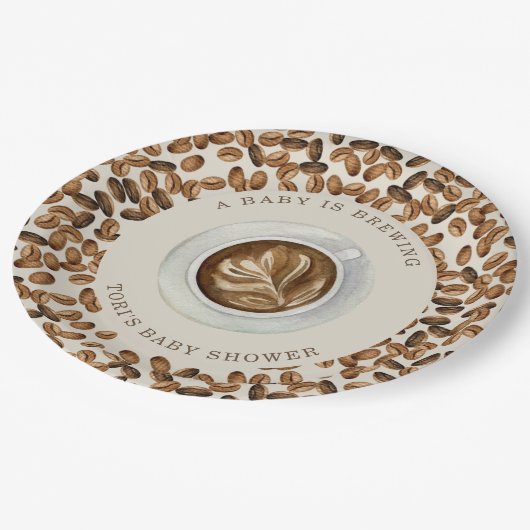 Ein Baby brät Kaffee Baby Dusche Papier Teller (Schrägansicht)