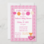 Ein Baby brät Pink Teacup Baby Girl Dusche Einladung (Vorderseite)
