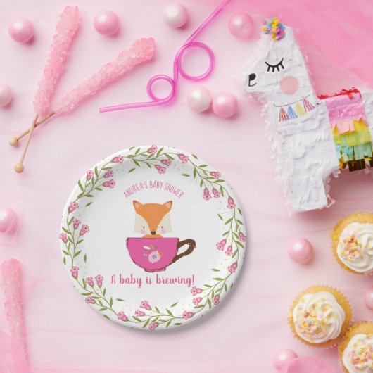 Ein Baby brät Pink Teacup Baby Girl Dusche Pappteller (Party)