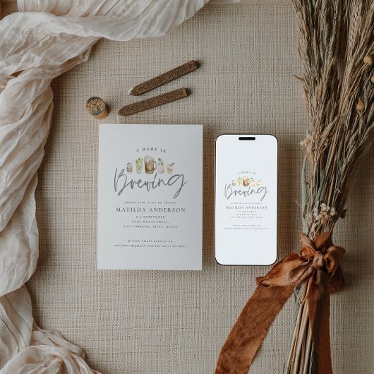 Ein Baby braut Aquarellbierdusche Ankündigung