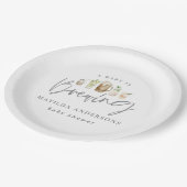 Ein Baby braut Aquarellbierdusche Pappteller (Schrägansicht)