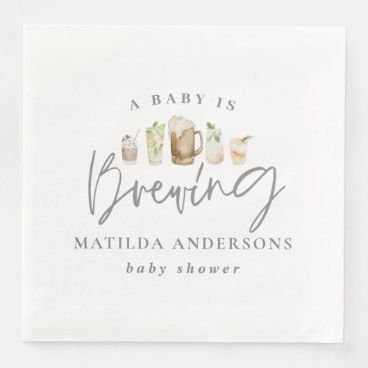 Ein Baby braut Aquarellbierdusche Serviette (Vorderseite)