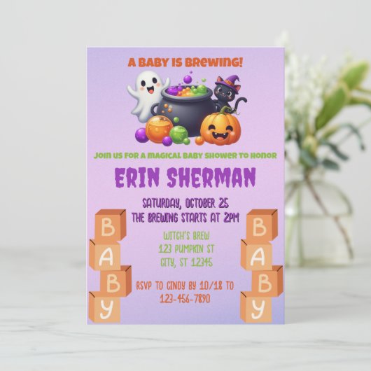 Ein Baby braut Baby Dusche Einladung (Stehend Vorderseite)