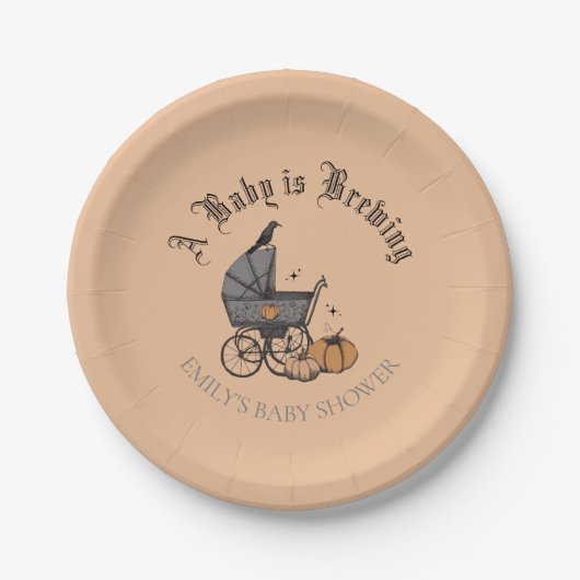 Ein Baby braut Baby Dusche Orange Paper Plate Pappteller (Vorderseite)