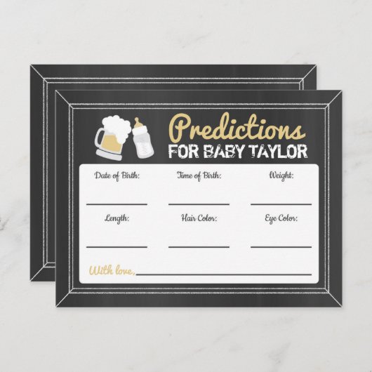 Ein Baby braut Baby Dusche Vorhersagen schwarz Einladungspostkarte (Vorne/Hinten)