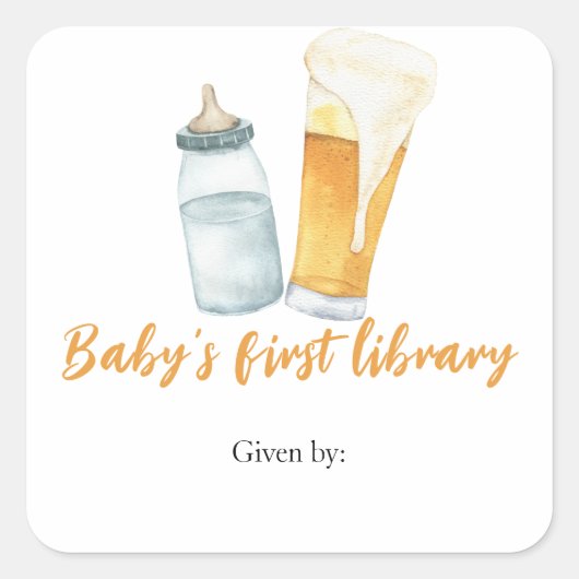 Ein Baby braut Bier - die erste Bibliothek des Bab Quadratischer Aufkleber (Vorderseite)