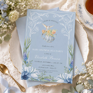 Ein Baby braut blaue Blumen-Baby-Shower-Tee Einladung