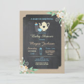 Ein BABY BRAUT blauen Jungen, Duschen-, Einladung (Stehend Vorderseite)