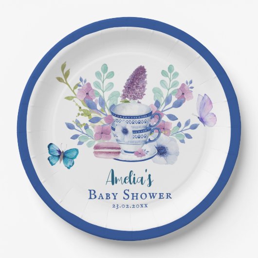 Ein Baby braut Blumenjungen Teetassen Babydusche Pappteller (Vorderseite)