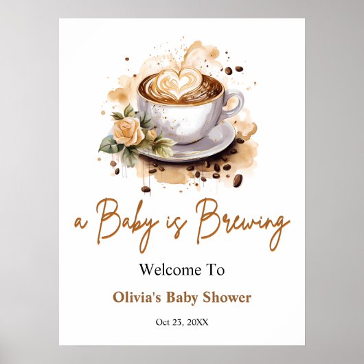 Ein Baby braut Braun Babydusche Begrüßungszeichen Poster (Vorne)