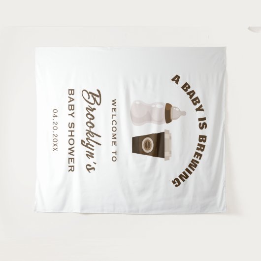 Ein Baby braut braune weiße Babydusche im Hintergr Wandteppich (Vorderseite (Horizontal))