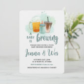 Ein Baby braut Co-Ed Babydusche Einladung (Stehend Vorderseite)