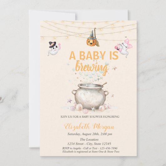 Ein Baby braut Dots Pumpkin Ghost Baby Dusche Einladung (Vorderseite)