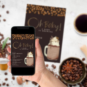 Ein Baby braut dunkeleisigen Kaffee Oh Babydusche Einladung
