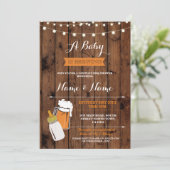 Ein Baby braut Duschen-Biere GRILLEN, die Holz Einladung (Stehend Vorderseite)