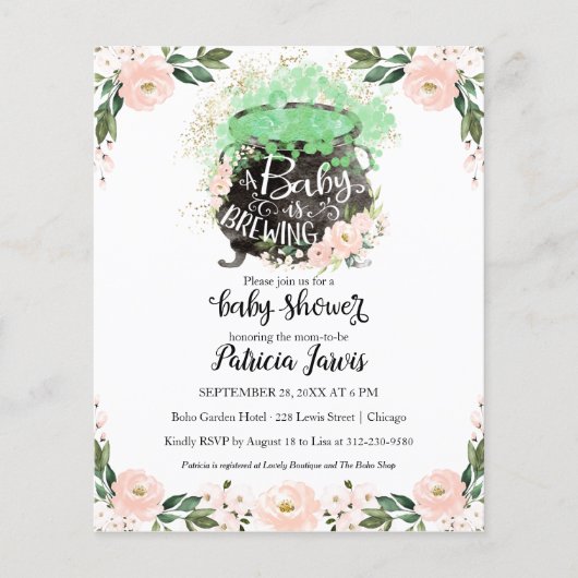 Ein Baby braut ein Babyduschbudget (Vorderseite)