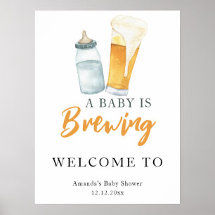 Ein Baby braut eine Bierflasche Babyparty Poster
