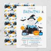 Ein Baby braut eine blaue Halloween-Babydusche Einladung (Vorne/Hinten)