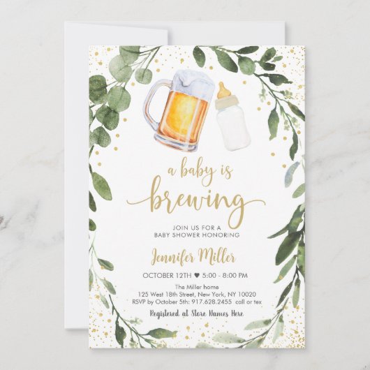 Ein Baby braut eine grüne Babydusche Einladung (Vorderseite)