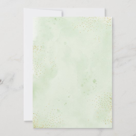 Ein Baby braut eine grüne Babydusche Einladung (Rückseite)