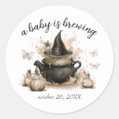 Ein Baby braut eine neutrale Halloween-Kinderdusch Runder Aufkleber (Vorderseite)