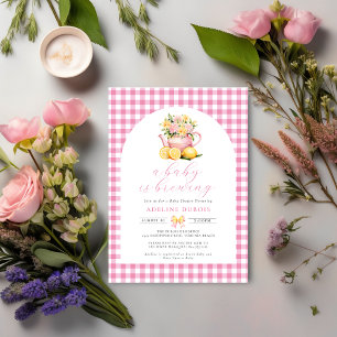 Ein Baby braut eine Pink-Blume-Kinderdusche Einladung