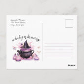 Ein Baby braut eine rosa Halloween-Kinderdusche Postkarte (Rückseite)