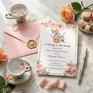 Ein Baby braut Errötungs-Blumen-Baby-Shower-Tee Einladung