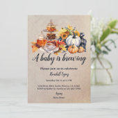 Ein Baby braut Fall Sonnenblume Einladung (Stehend Vorderseite)