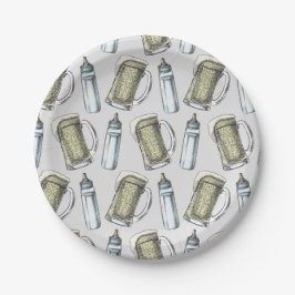 Ein Baby braut Flasche & Bierpapier Teller