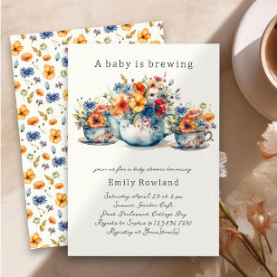 Ein Baby braut Florale Teetassen-Baby-Party Einladung