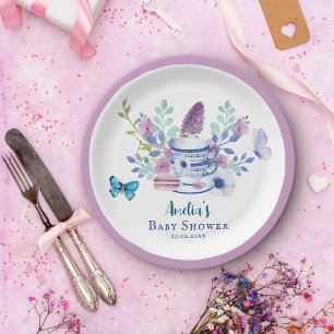 Ein Baby braut Floraltasssen Baby- Shower Pappteller