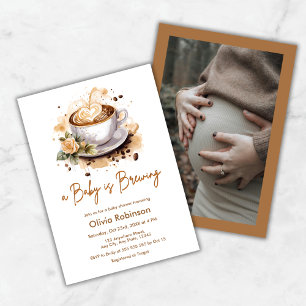 Ein Baby braut Foto Brown Coffee Baby Dusche Einladung