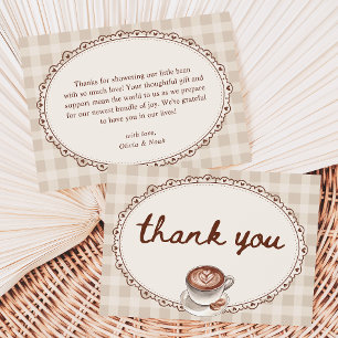 Ein Baby braut Gingham Kaffee Baby-Party Dankeskarte