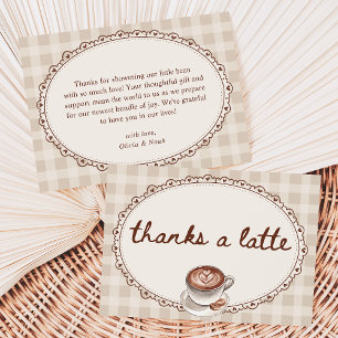 Ein Baby braut Gingham-Kaffee-Baby-Party Dankeskarte