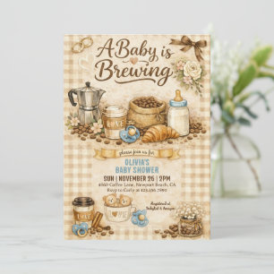 Ein Baby braut Gingham-Kaffee-Baby-Shower Einladung