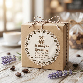 Ein Baby braut Gingham Kaffee Neutral Geschlecht Runder Aufkleber
